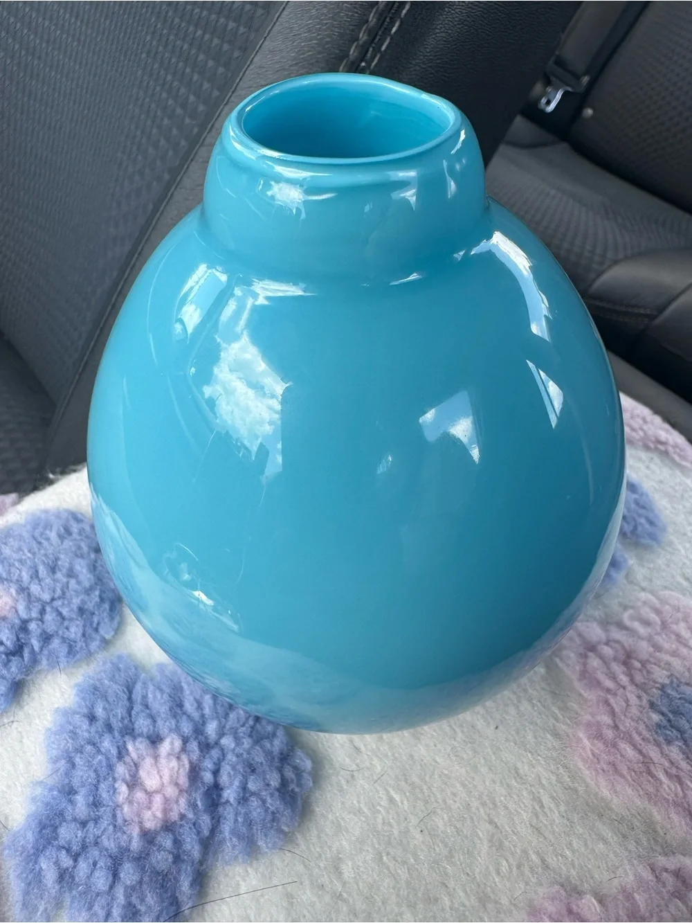 West Elm Opaque Blue Round Vase Art Glass